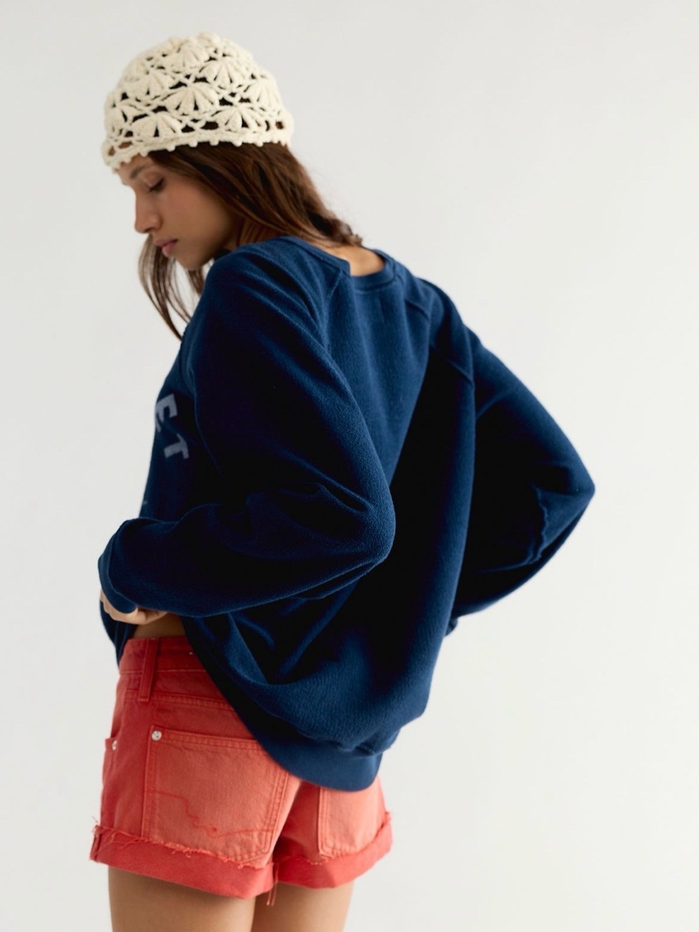 NWT Free People X Retro Brand Nantucket Crewneck in Navy Size Medium - Picture 2 of 16